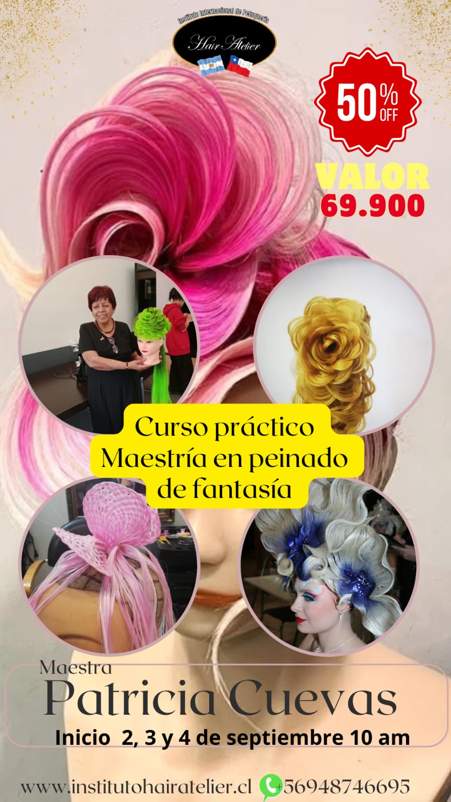 Curso Práctico Maestría en Peinado de Fantasía Santiago - 16 Horas Certificación